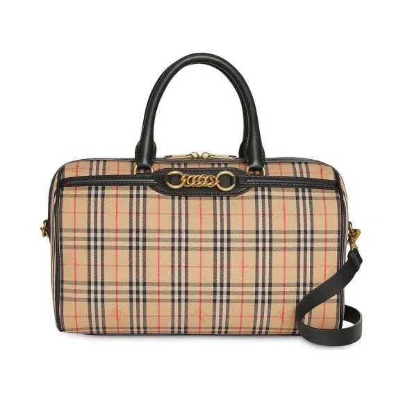 博百利/Burberry 格纹搭链保龄球包 80075111