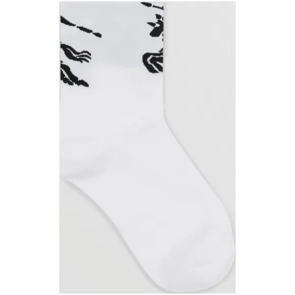 博百利/Burberry 男士 马术骑士嵌花及踝袜 (白色 / 黑色)  80077091