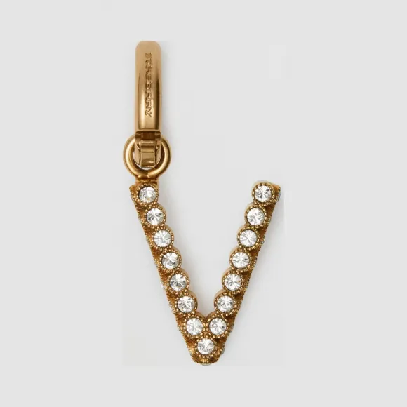 博百利/Burberry V 字母人造水晶吊饰 (水晶色) - 女士  80080131