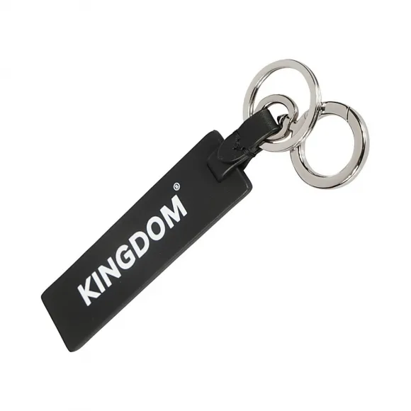 博百利/Burberry 男士 Kingdom 印花皮革钥匙圈 (黑色) - 男士  80087441