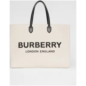博百利/Burberry 男士 徽标装饰棉质混纺托特包 (自然色)  80092691
