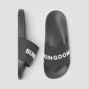 博百利/Burberry 女士 Kingdom 图案拖鞋 (黑色) 80097731