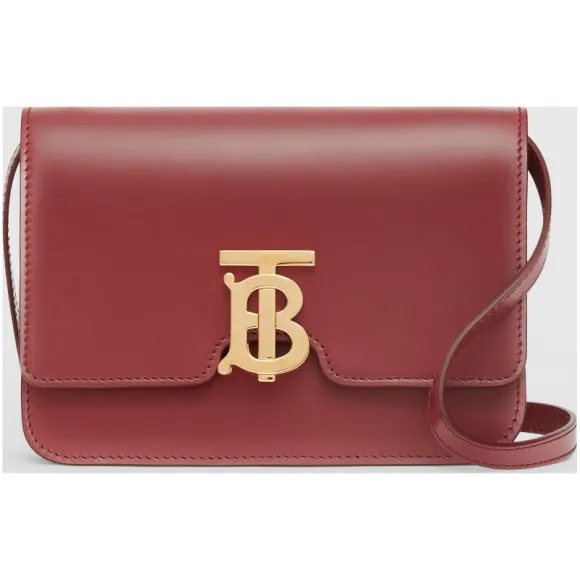 博百利/Burberry 女士 TB 小号专属标识皮革锁扣包 (绯红) 80103321