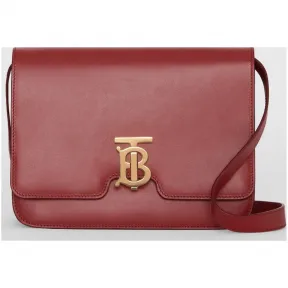 博百利/Burberry 女士 TB 中号专属标识皮革锁扣包 (绯红) 80103361