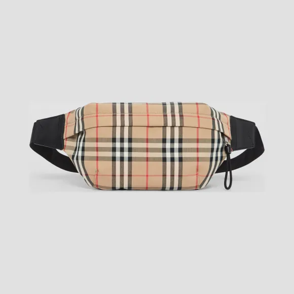 博百利/Burberry 男士 中号 Vintage 格纹接合棉腰包 (典藏米色)  80104301