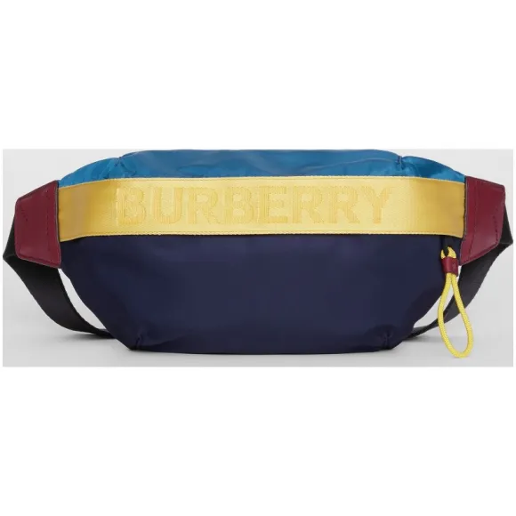 博百利/Burberry 男士 中号徽标装饰拼色腰包 (蓝色)  80104611