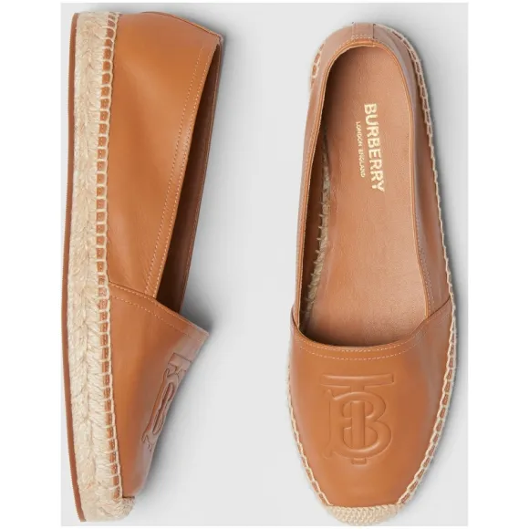 博百利/Burberry 女士 专属标识图案羔羊皮麻编鞋 (驼色) 80108971