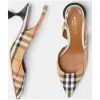 博百利/Burberry 女士 Vintage 格纹露跟高跟鞋 (典藏米色) 80109641