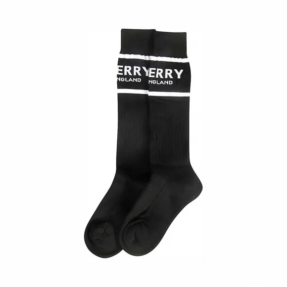 博百利/Burberry 女士 徽标嵌花混纺棉袜 (黑色)  80114761