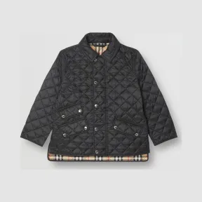 博百利/Burberry 童装 轻便菱形绗缝外套 (黑色)  80118471