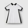 博百利/Burberry 童装 压花徽标棉质珠地网眼布 Polo 衫式连衣裙 (白色)  80119401