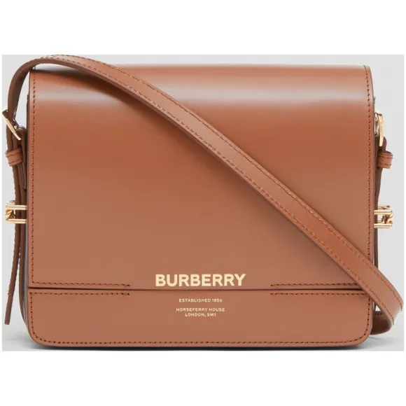 博百利/Burberry 女士 Grace - 小号双色皮革格雷丝包 (麦芽棕 / 黑色) 80120041