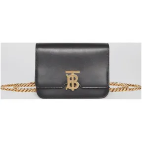 博百利/Burberry 女士 TB 专属标识束带皮革锁扣包 (黑色) 80122001