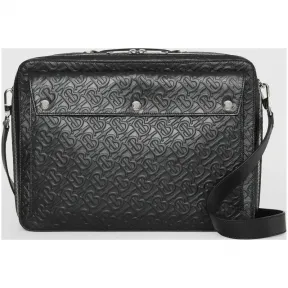 博百利/Burberry 男士 三粒铆钉专属标识皮革公文包 (黑色) - 男士  80126181