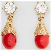 博百利/Burberry 女士 镀金人造珍珠吊饰耳环 (亮红色 / 浅金色) 80129751