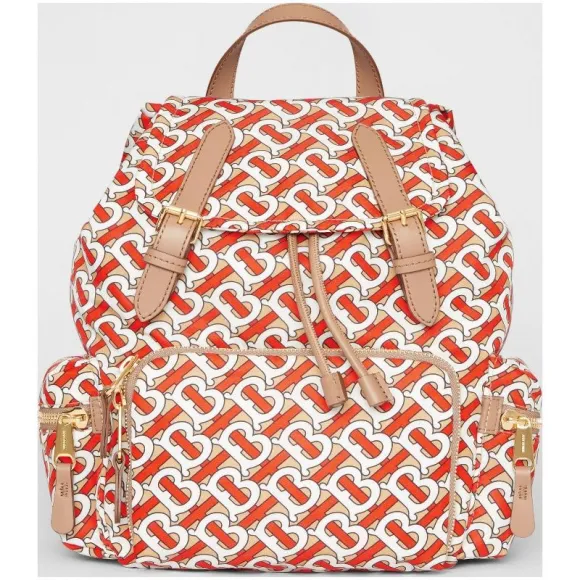 博百利/Burberry 女士 The Rucksack - 中号专属标识印花尼龙军旅背包 (朱红色) 80134111