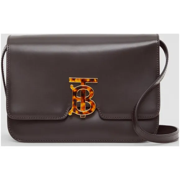 博百利/Burberry 女士 TB 小号专属标识皮革锁扣包 (咖啡色) 80134461
