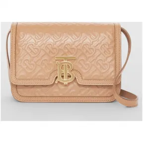博百利/Burberry 女士 TB 小号专属标识皮革锁扣包 (浅驼色) 80140861