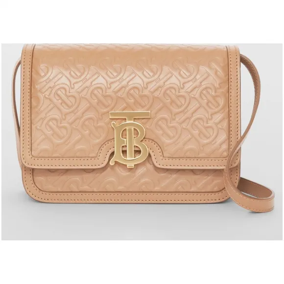 博百利/Burberry 女士 TB 小号专属标识皮革锁扣包 (浅驼色) 80140861