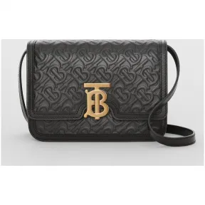 博百利/Burberry 女士 TB 小号专属标识皮革锁扣包 (黑色) 80140871