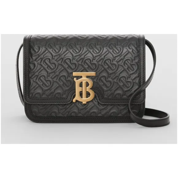 博百利/Burberry 女士 TB 小号专属标识皮革锁扣包 (黑色) 80140871