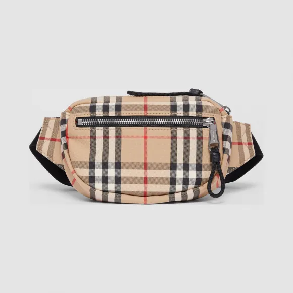 博百利/Burberry 男士 小号 Vintage 格纹 Cannon 腰包 (典藏米色)  80144201