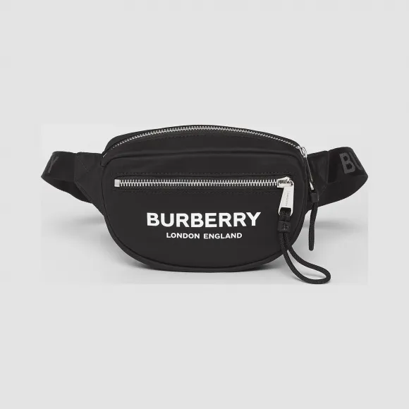 博百利/Burberry 男士 小号徽标印花腰包 (黑色)  80145191