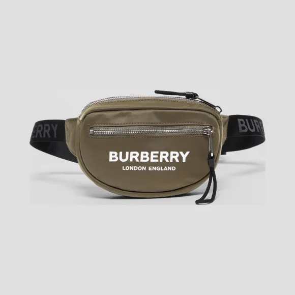 博百利/Burberry 男士 小号徽标印花 Cannon 腰包 (帆布绿)  80145241