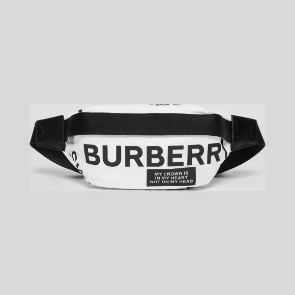 博百利/Burberry 男士 中号徽标印花腰包 (白色)  80151431