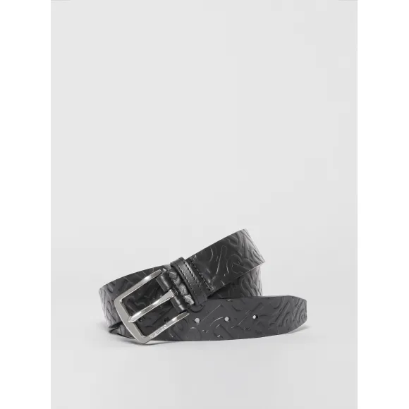 博百利/Burberry 男士 专属标识图案皮革腰带 (黑色) 80156031