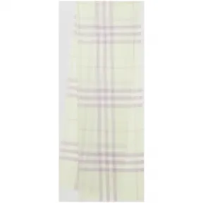 博百利/Burberry 男士 轻盈格纹丝毛混纺围巾 (石灰岩色)  80158121