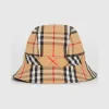 博百利/Burberry 女士 Vintage 格纹棉质渔夫帽 (古典黄色)  80158361