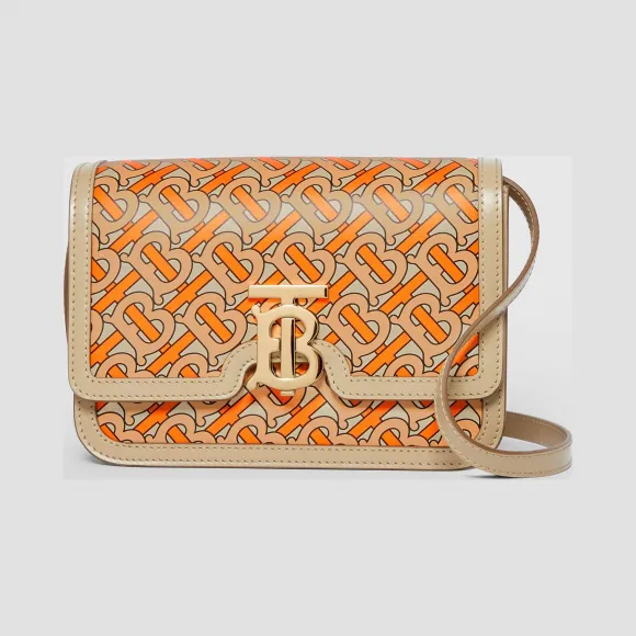 博百利/Burberry 女士 TB 小号专属标识印花皮革锁扣包 (亮橘色) 80159711