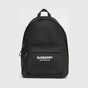 博百利/Burberry 男士 徽标印花尼龙双肩包 (黑色)  80161091