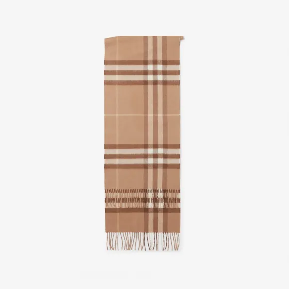 博百利/Burberry 女士 经典格纹羊绒围巾 (中调驼色)  80163991