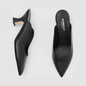 博百利/Burberry 女士 皮革尖头穆勒鞋 (黑色) 80174641