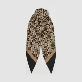 博百利/Burberry 女士 专属标识印花丝质头巾 (黑色) 80175021