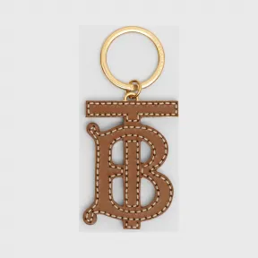 博百利/Burberry 女士 专属标识图案双色皮革钥匙吊饰 (黑色 / 棕色)  80181701