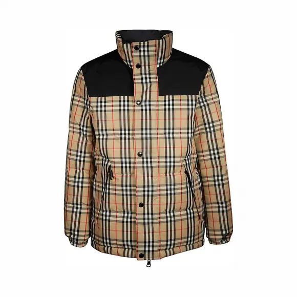 博百利/Burberry 男士 双面两穿 Vintage 格纹再生聚酯纤维外套 (典藏米色) 80188621