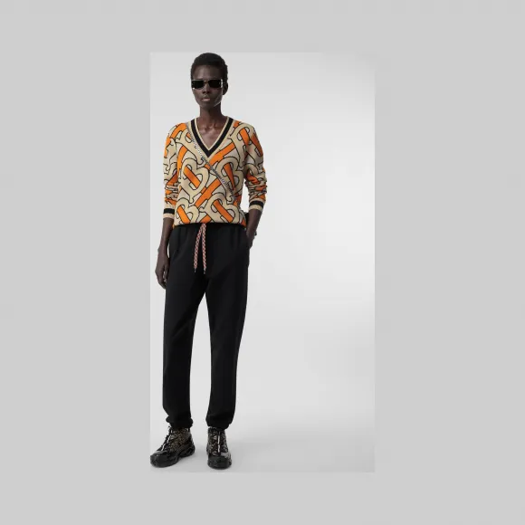 博百利/Burberry 女士 专属标识嵌花 V 领羊毛衫 (亮橘色) 80191841