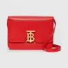 博百利/Burberry 女士 TB 小号专属标识粒纹皮革锁扣包 (亮红色) 80193391