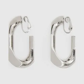 博百利/Burberry 女士 大号镀钯金链饰耳环 (钯金色) 80194951