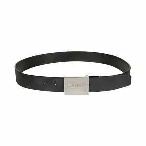 博百利/Burberry 男士 双面两用饰牌搭扣 London 格纹腰带 (深炭灰 / 黑色) 80198131