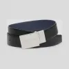 博百利/Burberry 男士 双面两用饰牌搭扣粒纹皮革腰带 (黑色 / 海军蓝) 80198151