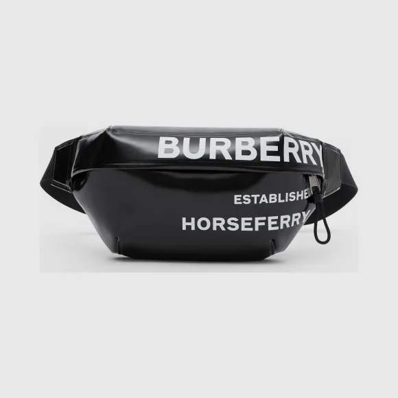博百利/Burberry 男士 中号 Horseferry 印花腰包 (黑色)  80201761