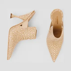 博百利/Burberry 女士 黄貂鱼印花皮革尖头穆勒鞋 (浅沙色) 80201811