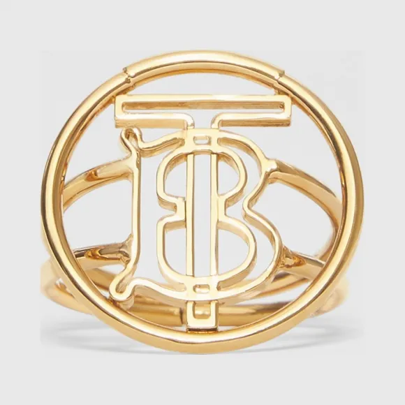 博百利/Burberry 女士 大号镀金专属标识图案戒指 (浅金色) 80202441