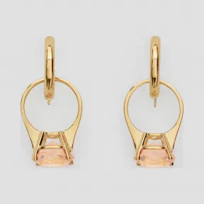 博百利/Burberry 女士 人造水晶戒指装饰镀金环状耳环 (浅金色 / 粉色) 80202691