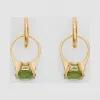 博百利/Burberry 女士 人造水晶戒指装饰镀金环状耳环 (浅金色 / 翡翠色) 80202721
