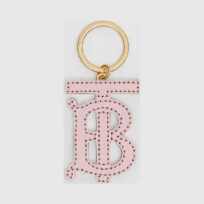 博百利/Burberry 女士 专属标识图案双色皮革钥匙吊饰 (粉色 / 蜜色)  80206931